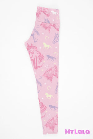 1 Yoga Band - Curvy Light Pink Horses (Premium)