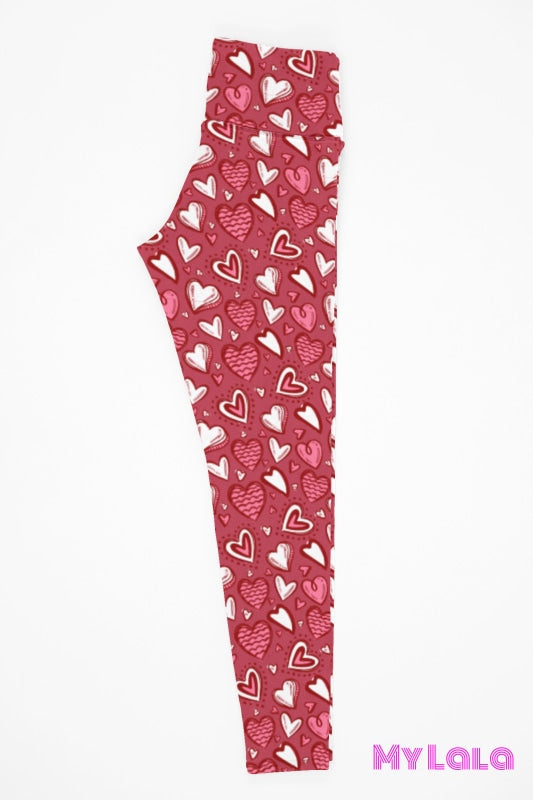 1 Yoga Band - Curvy Red and White Hearts (Premium) - My Lala Leggings
