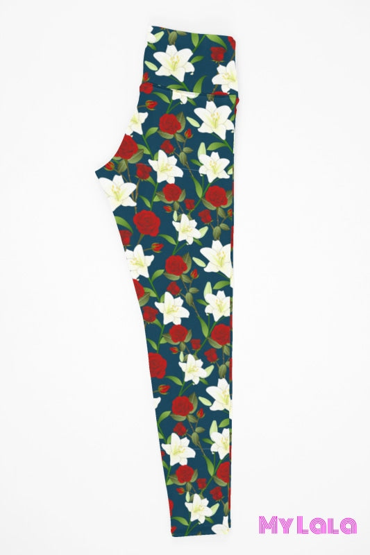 1 Yoga Band - Curvy Roses White Lily (Premium) - My Lala Leggings